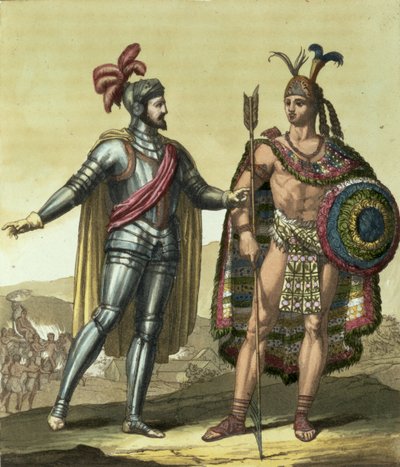 Conquistador with a Native American Chief by Gallo Gallina